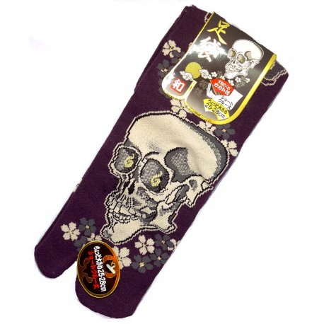 Skarpetki japońskie Skull purple gold flame tabi rozm. L